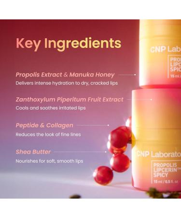CNP Honey Lip Plumper Spicy - Hydrating Manuka Lip Balm & Mask | Propolis Lipcerin Mint Flavor 12hrs Moisture Gentle Exfoliation | Korean Skin Care Products - Buy Online on GoSupps.com