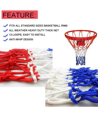 DOURR Basketball Net Replacement 2 PCS All-Weather Heavy Duty Indoor/Outdoor (12 Loops) Red+White+Blue - Buy Online on GoSupps.com