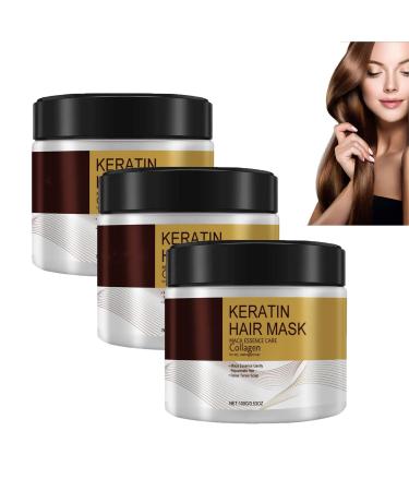 Lot de 3 masques capillaires au collag ne apr s-shampoing profond l'huile d'argan et au collag ne pour cheveux secs et ab m s 3 pi ces.