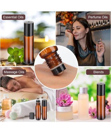 Terjbg 10-Pack Roll-On Glass Bottles for Essential Oils - Refillable 10ml Brown Bottles for Fragrance Cosmetics & Massages - Buy Online on GoSupps.com