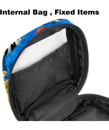 Stylish Menstruation Pad Bag with Zipper | Women's Napkin & Tampon Collection Bag - Underwater Fish Design - Buy Online on GoSupps.com