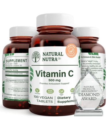 Natural Nutra Vitamin C Supplement 500 mg Boost Immune System Promotes Heart Health Bring Youthfull Shine on Skin Overall Body Health 100 Vegan Tablet