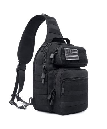 Tactical Sling Bag Pack Military Rover Shoulder Sling Backpack Molle Assault Range Bags Chest Pack Day Pack Diaper Bag Black