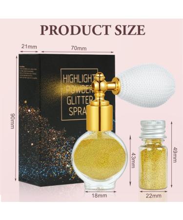 AOOWU Glitter Powder Spray Shiny Body Glitter Spray for Women Highlighter Loose Powder Spray Shimmer Sparkle Pearl Powder Makeup Spray for Body Hair Face and Clothing Colorful Gold - Buy Online on GoSupps.com