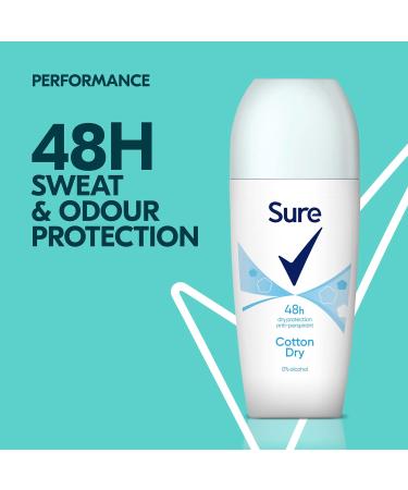 Sure Cotton Dry Anti-Perspirant Deodorant Roll On 48-hour protection deodorant for women 6x 50 ml - Buy Online on GoSupps.com