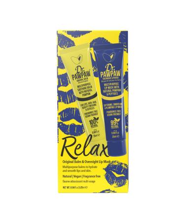 Dr. PawPaw Relax Set - Multipurpose Soothing and Tinted Hydrating Lip Balm - Lip Mask Giftset for Women - Gluten Free - 2 pc