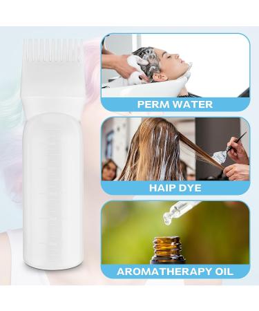 WLLHYF 2 Pack Root Comb Applicator Bottle 6 Ounce Hair Dye Bottle Brush Hair Oil Squeeze Bottles Plastic Hair Root Comb Color Applicator with Graduated Scale (White) - Buy Online on GoSupps.com