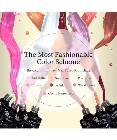 Aokitec Gel Nail Polish Kit 20+3Pcs Set | Nude Multi-Color Gel Manicure Set | DIY Home Gel Polish with Base & Top Coat | Gifts for Women | Christmas 20+3 Colors - Buy Online on GoSupps.com
