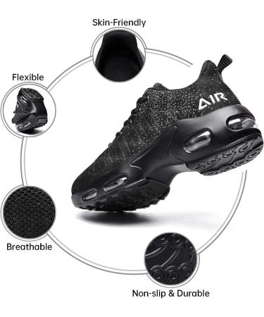 QAUPPE Women's Lightweight Air Sports Walking Sneakers US 5.5-11 B(M) 6 - Allblack - Buy Online on GoSupps.com