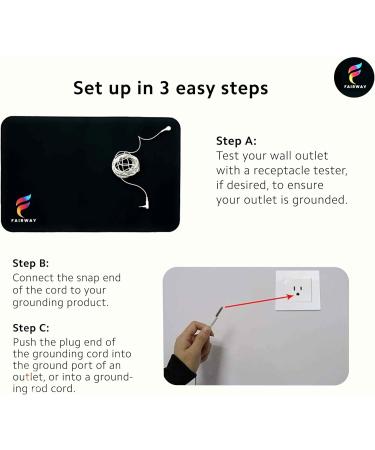 Fairway Grounding Mat - Pain Relief & Wellness | Indoor Grounding Pad with Conductive Carbon & 15ft Cord | Enhance Energy & Balance - Buy Online on GoSupps.com