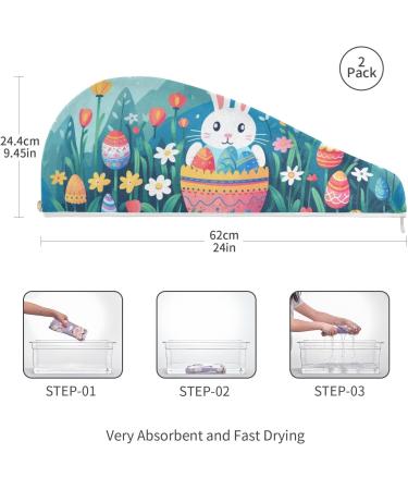 Super Absorbent Easter Rabbit Hair Towels 2 Pack | Quick Dry Hair Turbans for Women & Girls - Buy Online on GoSupps.com