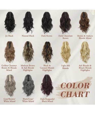 BARSDAR 14'' Short Wavy Ponytail Extension - Medium Brown & Ash Blonde Highlights | Synthetic Claw Clip Curly Hairpiece for Daily & Party Wear - Buy Online on GoSupps.com