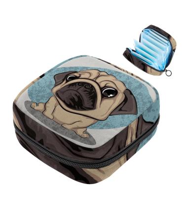 Cute funny mops-puppy dog ladies napkins-storage bag portable menstrual cup pocket with zipper for teenagers girls women women