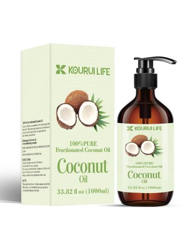 Organic coconut oil - 1000ml (1L) Purely fractionated coconut oil coconut fat cold -pressed raw food quality for cooking roasting and baking for skin body and hair coconut oil