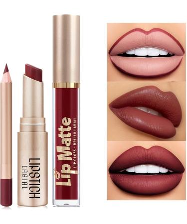 fanelod Lip Kits with Lip Liner Lip Pencil and Lipstick High Pigment Velvet Matte Lipstick Waterproof Lip Gloss Non-Stick Cup for Fuller Lips - Buy Online on GoSupps.com