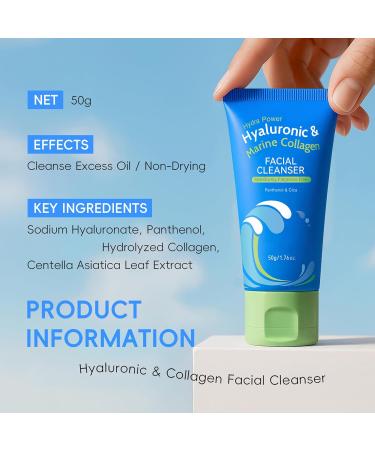 MIESCHER Hyaluronic & Collagen Facial Cleanser Face Cleanser Deep Cleaning Foaming Cream Repairing Deep Cleansing Moisturzing Hydrating Lotion Foam Balance Oil Water 1.76Oz - Buy Online on GoSupps.com