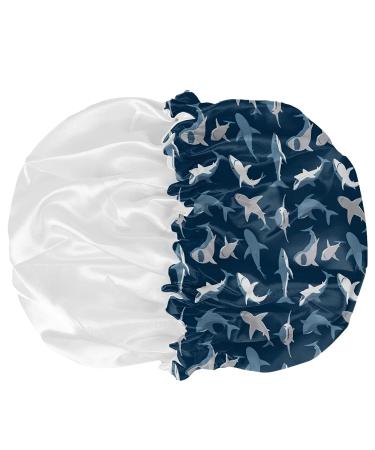 Babrukda Kids Adjustable Satin Lined Sleep Cap - Cool Shark Print for Frizzy Curly Long Hair - Boys Toddler Children Baby - Hair Protection Bonnet - Buy Online on GoSupps.com
