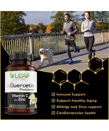 Quercetin Phytosome Vitamin C Zinc Capsules- Immune Support Complex- 120 Vegetarian Caps- 1000mg/Serving- BLeaf Nature - Buy Online on GoSupps.com
