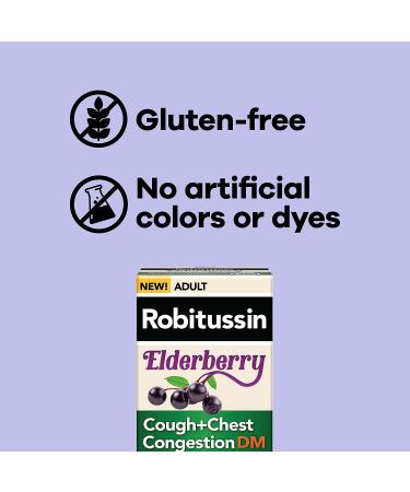Robitussin Maximum Strength Elderberry Cough Plus Chest Congestion DM - Non-Drowsy Relief for Adults - 16 Fl Oz (Pack of 2) - Buy Online on GoSupps.com
