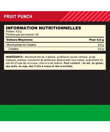  Optimum Nutrition Optimum Nutrition Micronized Creatine Powder Fruit Punch Flavor 247.5g 55 Servings - Buy Online on GoSupps.com