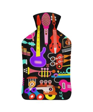 Musical Instrument Hot Water Bottle With Cover Plush Bed Bottle Hand Warmer For Adults And Children 26.5X15.3cm