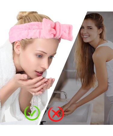 UNIMEIX 3 Pack Spa Headband and Wrist Washband Set - Reusable Soft Fleece Skincare Headbands for Face Washing - Pink - Buy Online on GoSupps.com