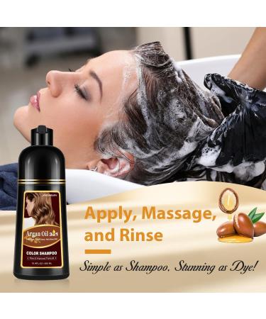 3-in-1 Hair Dye Shampoo Light Brown | Argan Oil Color for Gray Hair | Instant & Natural Hair Dye Kit for Men & Women Long-Lasting Results - Buy Online on GoSupps.com