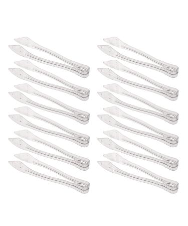 PARTY BARGAINS 8.5 Inches Plastic Serving Tongs - 12 Pack Heavy-Duty & Premium Quality Clear Plastic Tongs, Excellent for BBQ, Salads, Grilling, Buffets, & Kitchen 12 Pack Clear Tong
