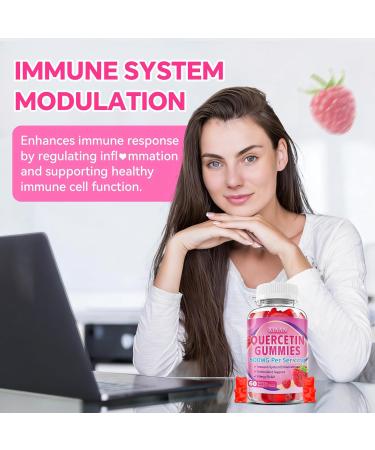 Quercetin Gummies 500mg for Kids & Adults Organic Quercetin Supplements with Bromelain Zinc Vitamin C and D3 Support Antioxidant & Immune System Health Strawberry Flavor 60 Count Raspberry 60 Count (Pack of 1) - Buy Online on GoSupps.com