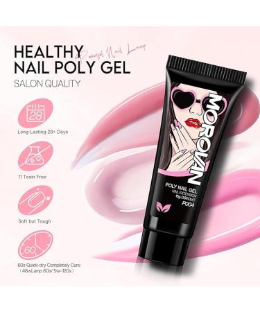Morovan Poly Gel Nail Colors Kit - 4 Clear Pink Poly Nail Gel Set for DIY Nail Art - Buy Online on GoSupps.com