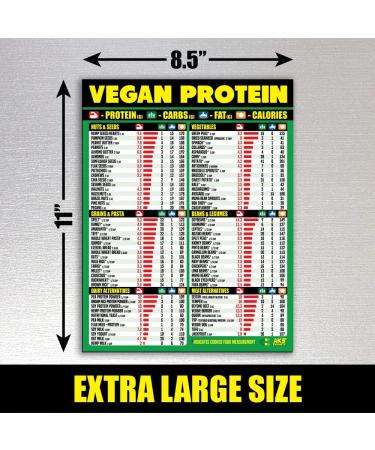 Vegan Protein Cheat Sheet Magnet - Plant Based Diet Muscle Building Guide - A Healthy Nutrition Reference for Vegetarian and Vegan Diets - Buy Online on GoSupps.com