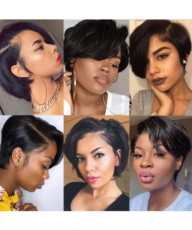 Short Pixie Cut Lace Front Wigs for Black Women - 180% Density Human Hair Bob Wig with Baby Hair - Buy Online on GoSupps.com