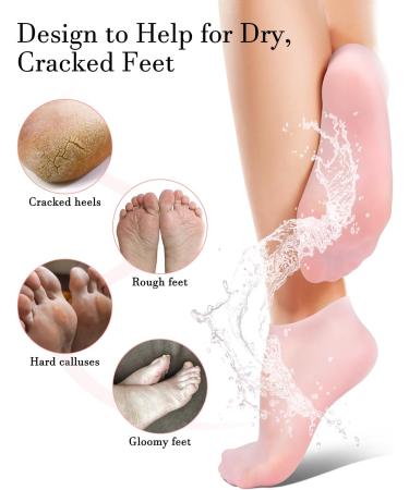 Silicone Moisturizing Socks for Women - Soft Gel Foot Care for Cracked Heels & Dry Feet - Spa Pedicure Treatment (1 Pair - Buy Online on GoSupps.com