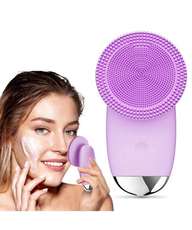 SYEYYDS Silicone Facial Cleansing Brush  Electric Silicone Face Brush  Sonic Facial Cleansing Brush for Makeup Remover  Deep Cleaning  Exfoliating  Skin Caring  Gift for Women Violet