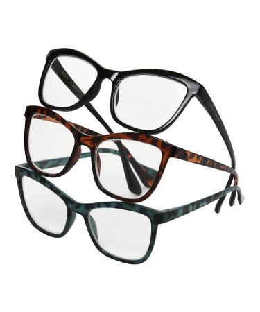 Betsey Johnson Women's Telcroc Way Reading Glasses Black Tortoise Teal Tortoise 52 mm + 1.5
