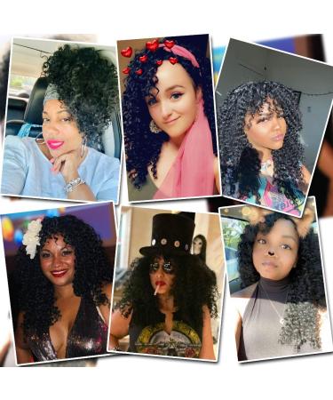 24 Inch Deep Curly Wig for Black Women with Bangs - High Density Synthetic Full Wig in Natural Black Color - Layered Afro Style - Pack of 1 (1B) - Buy Online on GoSupps.com