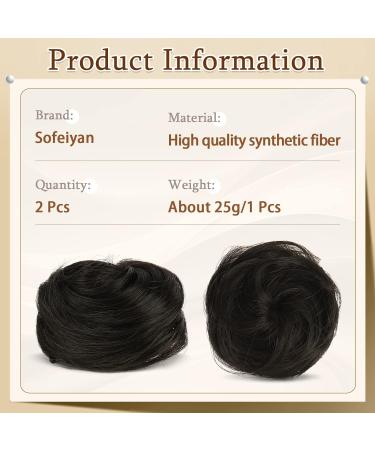 Sofeiyan Mini Claw Clip Hair Bun Extension - 2PCS Synthetic Wig Accessory for Women in Darkest Brown to Black - Buy Online on GoSupps.com