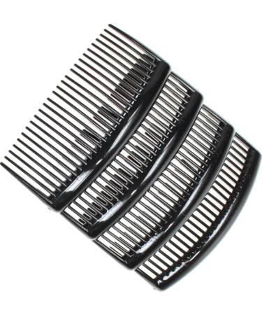 4 Pack of Large 9cm Plain French Side Hair Combs Slides Grips Clips Hair Accessories for Women Girls by Glitz4Girlz (Black) - Buy Online on GoSupps.com