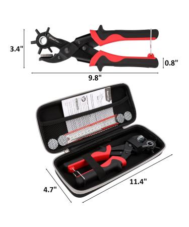 KingTool Leather Hole Punch Set  Super Heavy Duty Rotary Puncher  Multi Hole Sizes Maker Tool Red - Professional Leather Hole Punch Set - Buy Online on GoSupps.com