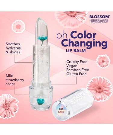 Blossom Lip Gloss Moisturizing pH Lip Balm Strawberry Scented Color Changing Crystal Lip Stain Tint Infused with Real Flowers 3g Turquoise - Buy Online on GoSupps.com