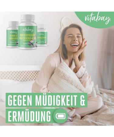 Vitabay Vitamin B5 Pantothenic Acid 500 mg - 200 Vegan Capsules for Optimal Health - High-Dose Panthenol Supplement - Buy Online on GoSupps.com