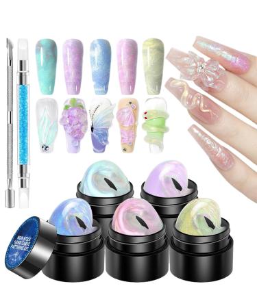 Nail sculpting gel 3D nail gel - Solid Builder 5 Colors 3D Nail Design Gel - Non-stick manicure set for sculpting and molding nail building paint
