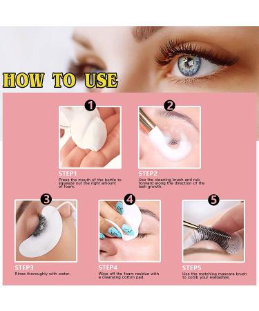 WOZUTUNT 100ml Eyelash Extension Cleanser & Lash Mousse - Professional Grade Makeup Remover for Natural & Extension Lashes - Includes Cotton Puff - 3.38Oz - Buy Online on GoSupps.com