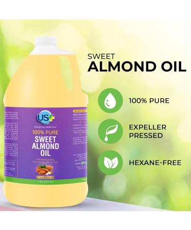 100% Pure Sweet Almond Oil - All-Natural Hexane-Free Expeller-Pressed - Premium Quality for Skin & Hair - 1 Gallon (128 Fl Oz) - International Shipping Available - Buy Online on GoSupps.com