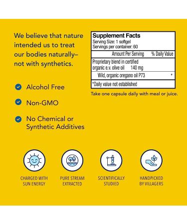NORTH AMERICAN HERB & SPICE Super Strength Oreganol P73 Softgels - Immune System Support - Vegan Friendly Wild Oregano - 285% Potent - Non-GMO (60 Servings) - Buy Online on GoSupps.com
