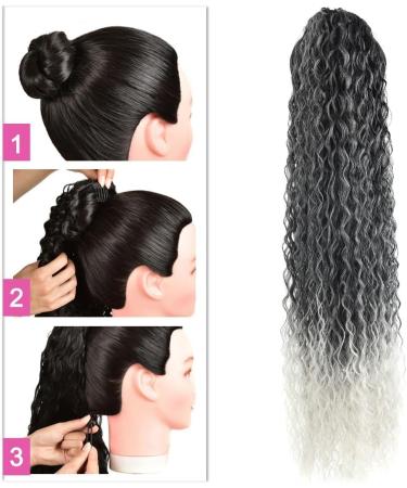 30 Long Curly Drawstring Ponytail Extension - Synthetic Hairpiece in MTgrey# - Women's Hair Extension - Buy Online on GoSupps.com