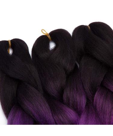 TESS Braids Extensions 60 cm - Pack of 3 Jumbo Kanekalon Synthetic Hair for Box Braids - Ombre Hair Braids (Black Purple Pink) - 100g/Bundle - Buy Online on GoSupps.com