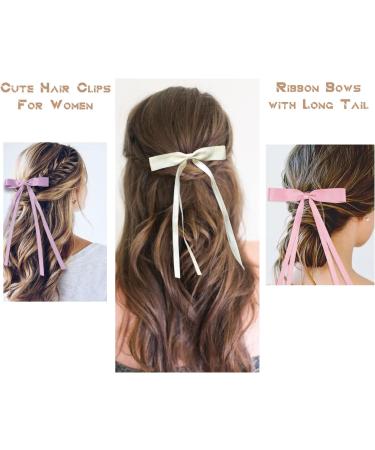 4pcs Satin Bowknot Hair Clips Accessories for Toddlers Girls Women Bow Claw Clip Hairpins Colorful Bow Tassel Hair Clips Long Ribbon Hair Barrettes - Buy Online on GoSupps.com