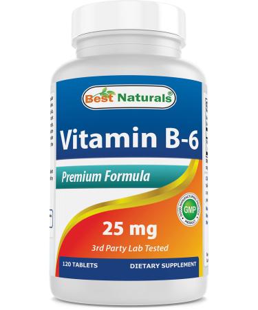 Best Naturals Vitamin B6 25mg, 120 Tablets 120 Count (Pack of 1) - Buy Online on GoSupps.com