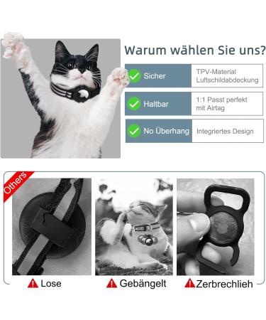Reflective GPS Cat Neck Band with Apple AirTag Holder | Black Light Tracker for XS Cats | Airtag Cat Collar with Bell - Buy Online on GoSupps.com